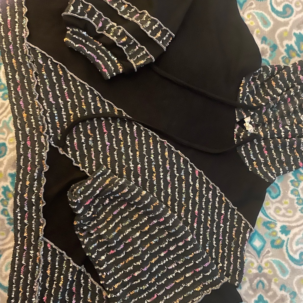 Black and Multicolor Striped Knit Set